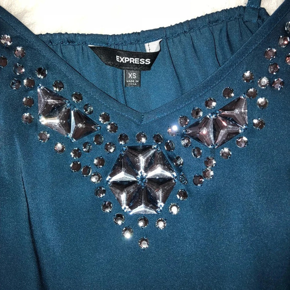 Express xsmall bejeweled glam sexy chemise blouse - Picture 3 of 3